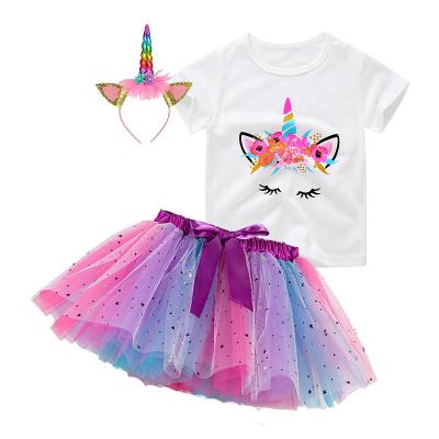 China Soft and fluffy tulle brings comfortble skin feeling New Amazon Girl Hot 2020 Christmas Unicorn Princess Dress Stylish Big Girl Outfits DGRT-028 for sale