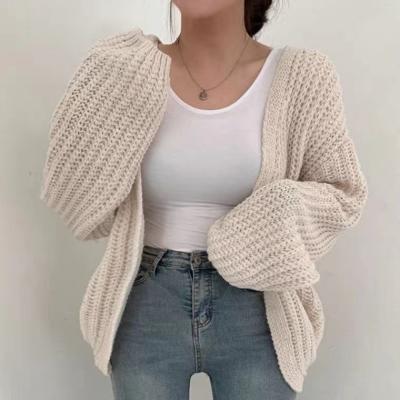 China Autumn Winter Breathable Casual Sweater Knitted Coat Crop Top 2021 Loose Long Sleeve Outwear Women Cardigan Sweaters for sale