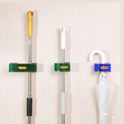 China Custom Logo Heavy Duty Adhesive Stainless Steel Broom Holder Organizer Mop Holder With Hook Viable Excellent Quality for sale