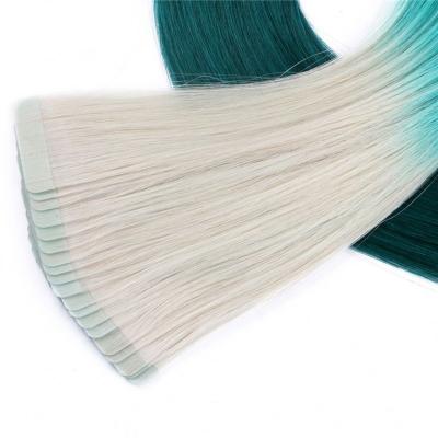 China Remy Cuitlce Ash Blonde Balayage Ombre Brazilian Silky Straight Double Wave Salon Quality Tape In Hair Extension for sale