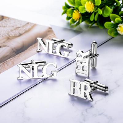 China Custom Letter Name Personalized Letter Cufflinks 925 Sterling Silver Initial Cufflink Shirt Cufflinks For Men for sale