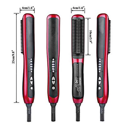 China Wholesale Hotel Manufacturer Electric Beard Straightener Brush 5 Speed Heating Setting Men Women Portable Hair Straightener Brush for sale