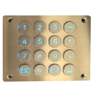 China Goldenes industrielles kompaktes Format-metallische Tür-Zugangs-Tastatur mit Hintergrundbeleuchtung zu verkaufen
