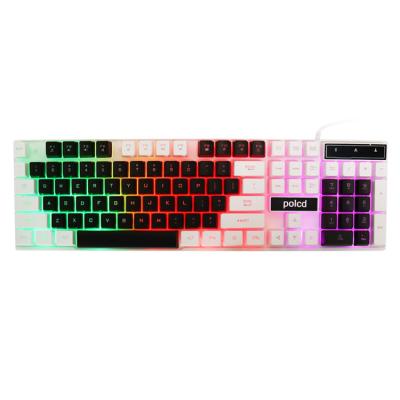 China Ergonomic Cable Rainbow Logo Gaming Keyboard Custom Anti-ghosting RGB Membrane Backlit Gaming Keyboard for sale