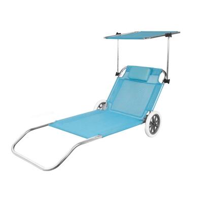 China Wholesale Modern Backrest Beach Camping Folding Lounge Chair With Wheels And Shade For Outdoor for sale