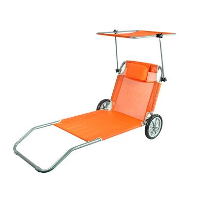 China Modern Wholesale High Quality Backrest Beach Umbrella Factory Camping Folding Chair Sun Lounger With Wheels for sale