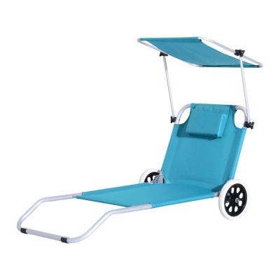 China Modern Outdoor Furniture Folding Beach Chair With Wheels And Umbrella Beach Couch Wholesale Chair for sale