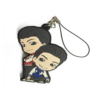 China Fashion Souvenir Gift PVC Soft Rubber Doll Rope Key Chain Hanging Arming Doll Bag Gift for sale