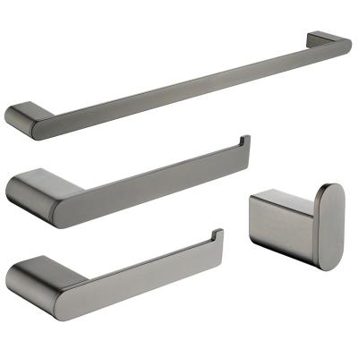 China Viable 4 Pieces Set Gun Gray Luxury Bathroom Accessories 304 Stainless Steel Hand Towel Rack Sets for sale