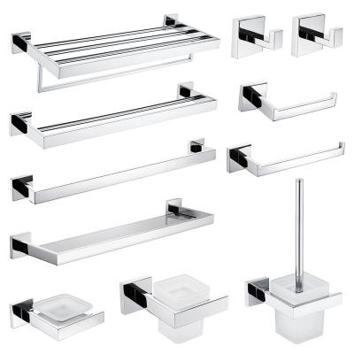 China Amazon Hot Selling Sustainable Bathroom Accessories 304 Stainless Steel Toilet Furniture Set Modern Towel Rack Set For Bathroom for sale