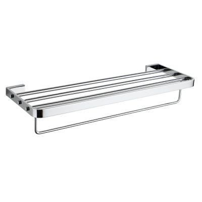 China Wall Mounted Chrome Towel Rail Rack Stainless Steel Toilet Storage Accessories Bathroom Towel Rack Heater Brass Bath Towel Rack for sale