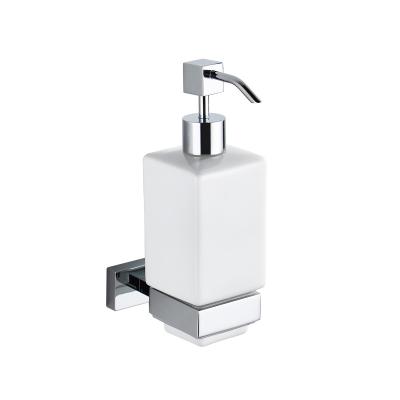 China Modern Wall Mount Ceramic Hand Soap Dispenser Toilet Liquid Soap Bottle Stainless Steel Luxury Hotel Bathroom Shower Soap Holder for sale