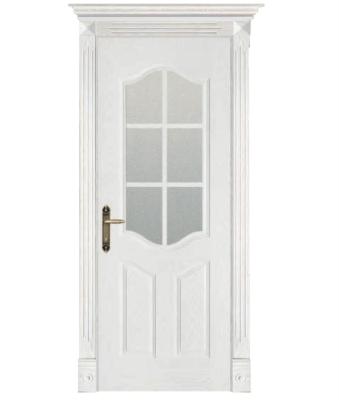 China GJ-S597B Decoration White Color Veneer Painting With Interior MDF/Solid Wood Glass Door Latest Wood Flush Design For House for sale