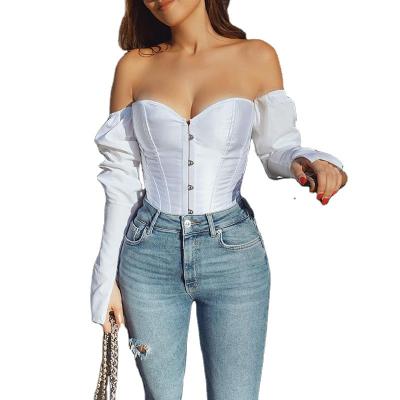 China Anti-Wrinkle Fast Delivery Anti-Wrinkle Sleeve Long Off The Shoulder Tops Fashionable Feminine Women Shirts Blouses Casual Wear Ladies And Sexy Crop Tops for sale