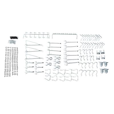 China Hanging Merchandise Pegboard Hooks Assortment, Organizer Accessories Set 100Pcs Pegboard Hook with 40Pcs Peg Locks for sale