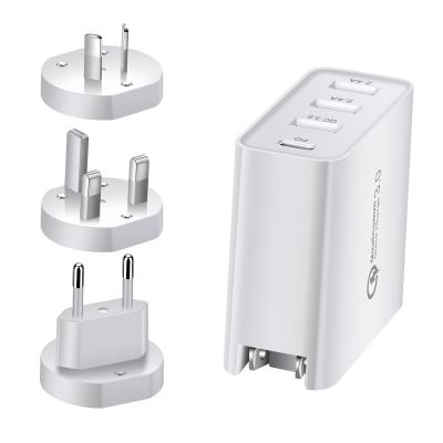 China Quick Charge 3.0 Speed 3.1a Fast Charging UK 4 Plug Fast Charging Usb Wall Port Charger For Iphone UK Qc3.0 Plug Usb Travel Charger for sale