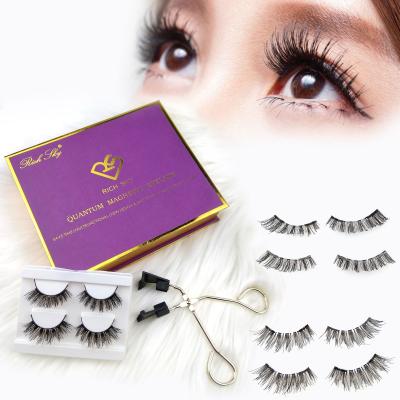 China 2021 New Arrival Natural Long Customize 8D Quantum False Magnet Lashes Partner Set Glue Free Magnetic Eyelashes for sale