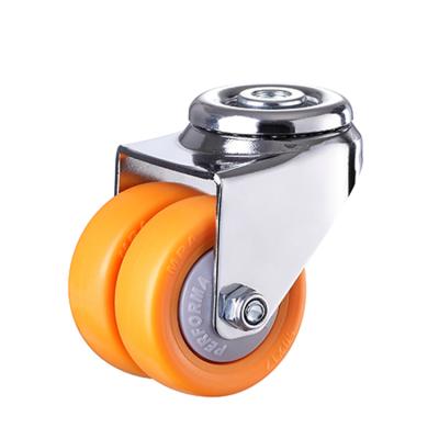 China Amazon Hot Selling 2 Inch Silent Double Wheel Office Chair Casters Wheels Orange Nylon Furniture Caster With Bolt Hole for sale