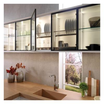 Chine Accessoires de robinet Panneau en verre foncé Armoires de cuisine modulaires en bois massif pour appartement à vendre