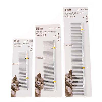 China New Design Sustainable Plated Cat Grooming Brush Copper Comb for Pet Hair Removal for sale