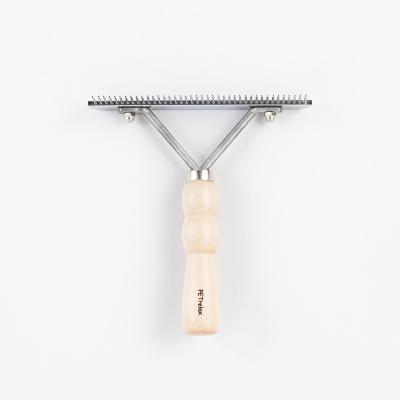 China Sustainable Wooden Handle Dog Grooming Rake For Sale for sale