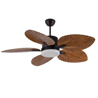 Китай Holiday hotel creative brown ceiling fan Southeast style decor ceiling fan light tree leaf blade продается