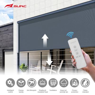 China SUNC Motorized Outdoor Roller Blinds Waterproof Windproof Electric Ziptrack Screen Blinds for sale