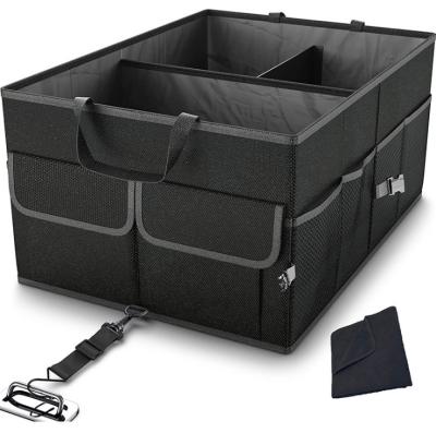 China Multi Compartment Collapsible Folding Non Slip Bottom Adjustable Clip Ties Car Trunk Storage Organizer For Car Accessories for sale