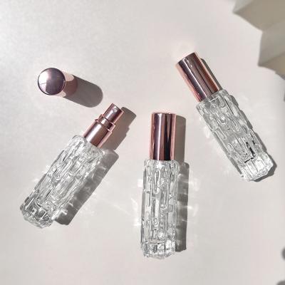 China 10ml 15ml Square Empty Clear Perfume Fine Mist Glass Spray Bottle With Gold Sprayer For Personal Care for sale