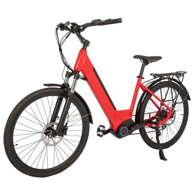 Cina Bicicletta elettrica rossa personalizzata con batteria nascosta da 10,5ah e telaio in lega di alluminio in vendita