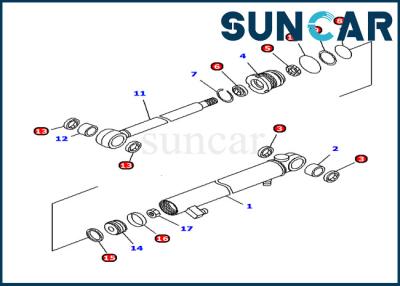China 707-98-04640 substituição interna das peças de Kit Komatsu PC12R-8 do selo da resistência de Arm Cylinder Oil da máquina escavadora à venda