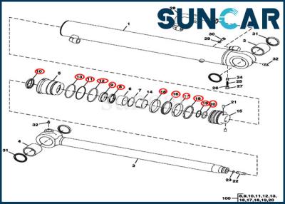 Chine Excavatrice Repair Sealing Kit de kits de joint de cylindre de bras de JOHN DEERE FYD00000072 à vendre
