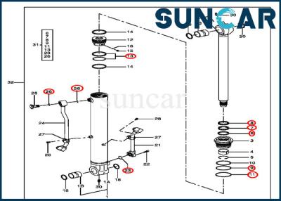 Chine 4464986 Kit d'étanchéité du cylindre de seau pour les modèles John Deere 75D, 85D, 75C, 80C à vendre