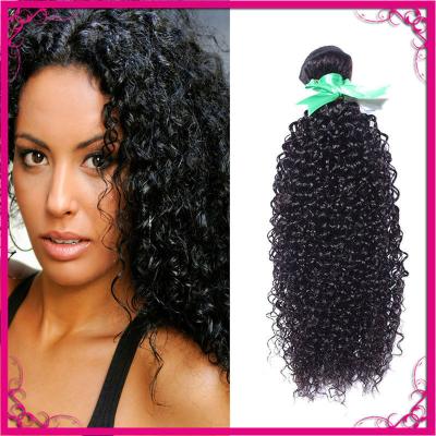 China Kinky Curl Indian Human Hair Extensions Natural Black Without Chemical for sale