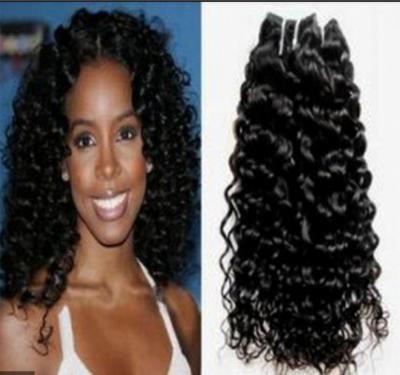 China Jet Black Indian Remy Human Hair / Kinky Curly Virgin Hair No Fiber for sale