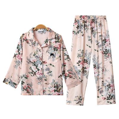 China QUICK DRY Silk Stain Loungewear Floral Cute Boy Girl Kids Sleep Wear 2 Pieces Set Pajamas Pijamas for sale