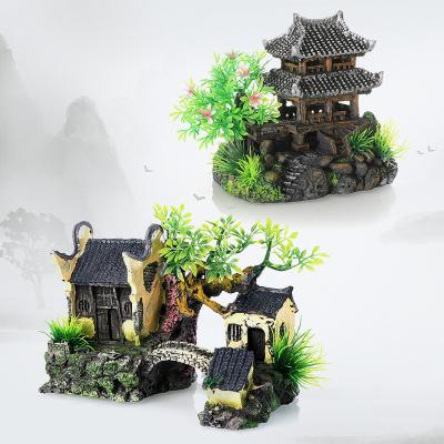 China Viable Decoration Accessories Aquascape Aquarium Antique House Decor Resin Home Building Crafts For Fish Tanks for sale