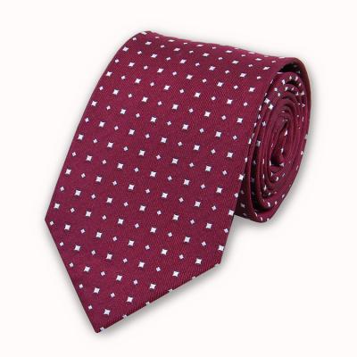 China Keeping Warm Winter OEM ODM Necktie White Dots Pattern Red color Woven Ties Custom Italian Mens Silk Necktie for sale