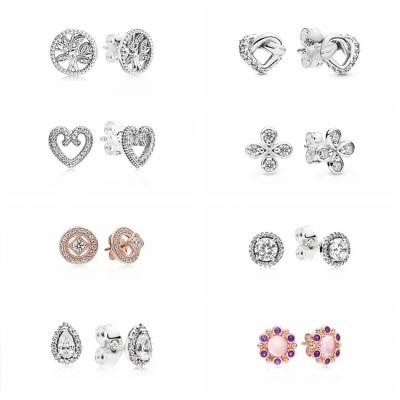 China Cute Hot Selling Pandoras Style Custom Made Fashion Earrings Fit Girl's 925 Sterling Silver Jewelry Making Women Gift for sale