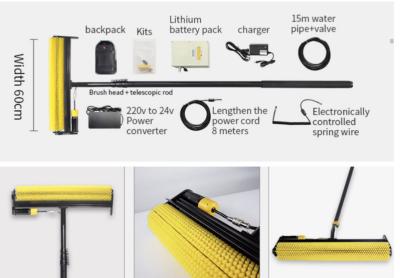 Chine Brosse de nettoyage rotatoire de robot de panneau solaire avec le manuel de batterie au lithium tournant l'eau électrique/sans eau photovoltaïques à vendre