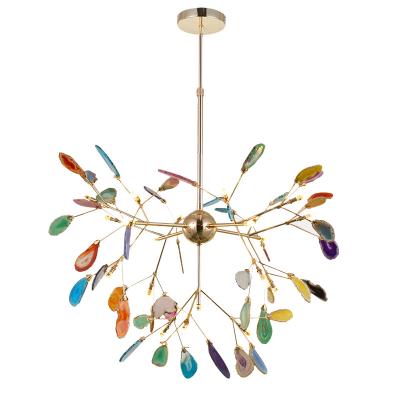 China Wholesale Cheap Modern Bedroom Lighting Art Decor Chandelier Living Room Agate Pendant Lamp for sale