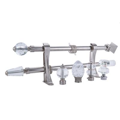 China Factory Sale Eco-friendly Classics Metal Curtain Expandable Rod Bracket Double Fence Hooks Tracks Set 16-19mm PVC Box Packing for sale