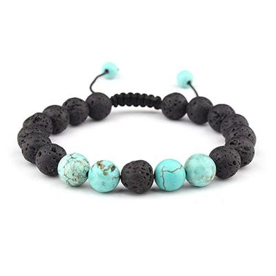 China Punk Yoga Beads Adjustable Healing Lava Volcanic Stone Women Bracelets Worry Bracelet for sale