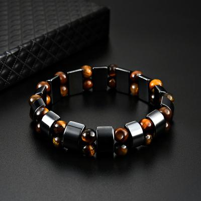 China Tiger Eye Fashion Men's Natural Stone Bracelet Hematite Energy Bracelets Casual/Sports Magnetic Charm Jewelry for sale