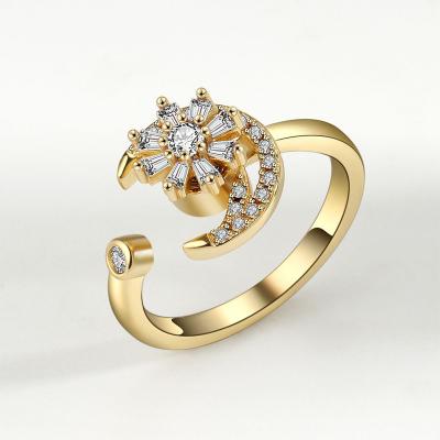 China Spinner Ring Jewelry Four Leaf Clover Romantic Rotating Spinner Rings Rotating Adjustable Stirrer Rings For Worry for sale