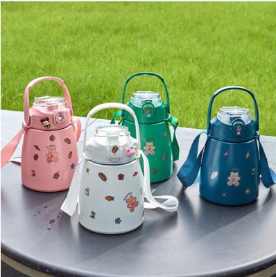 China Sustainable Customized cute colorful logo double-wall stainless steel sports thermos bottle for sale