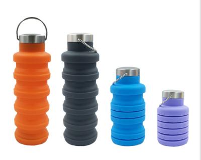 China 500ml Viable In Stock Silicone Cup Sports Creative Water Bottle Customizable Folding Outdoor Telescopic Silicone Water Cup for sale