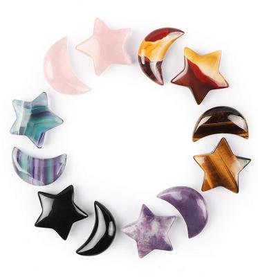 China Star and Moon Shaped Mixed Stone Healing Crystal Quartz Chakra Reiki Gemstones from Europe Charm for Home, Decoration, DIY Jewelry Making for sale