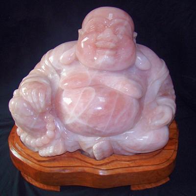 China China Pink Rose Quartz Maitreya Buddha For Religion Statue for sale