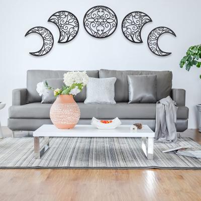 China Modern Europe 5 Pcs Over Bed Headboard Sun Crescent Moon Phase Display Wall Sticker Bedroom Living Room Hanging Decor for sale